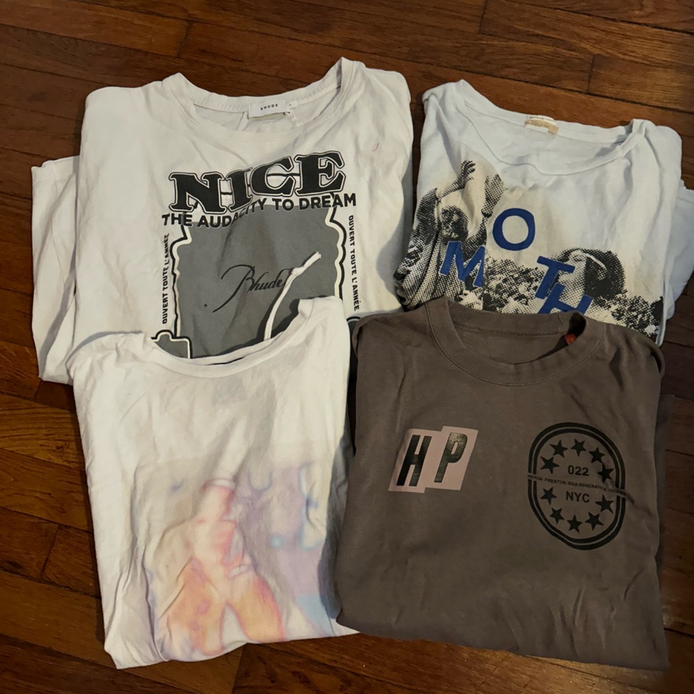 Graphic Tee Bundle - Neutral, White, Blue